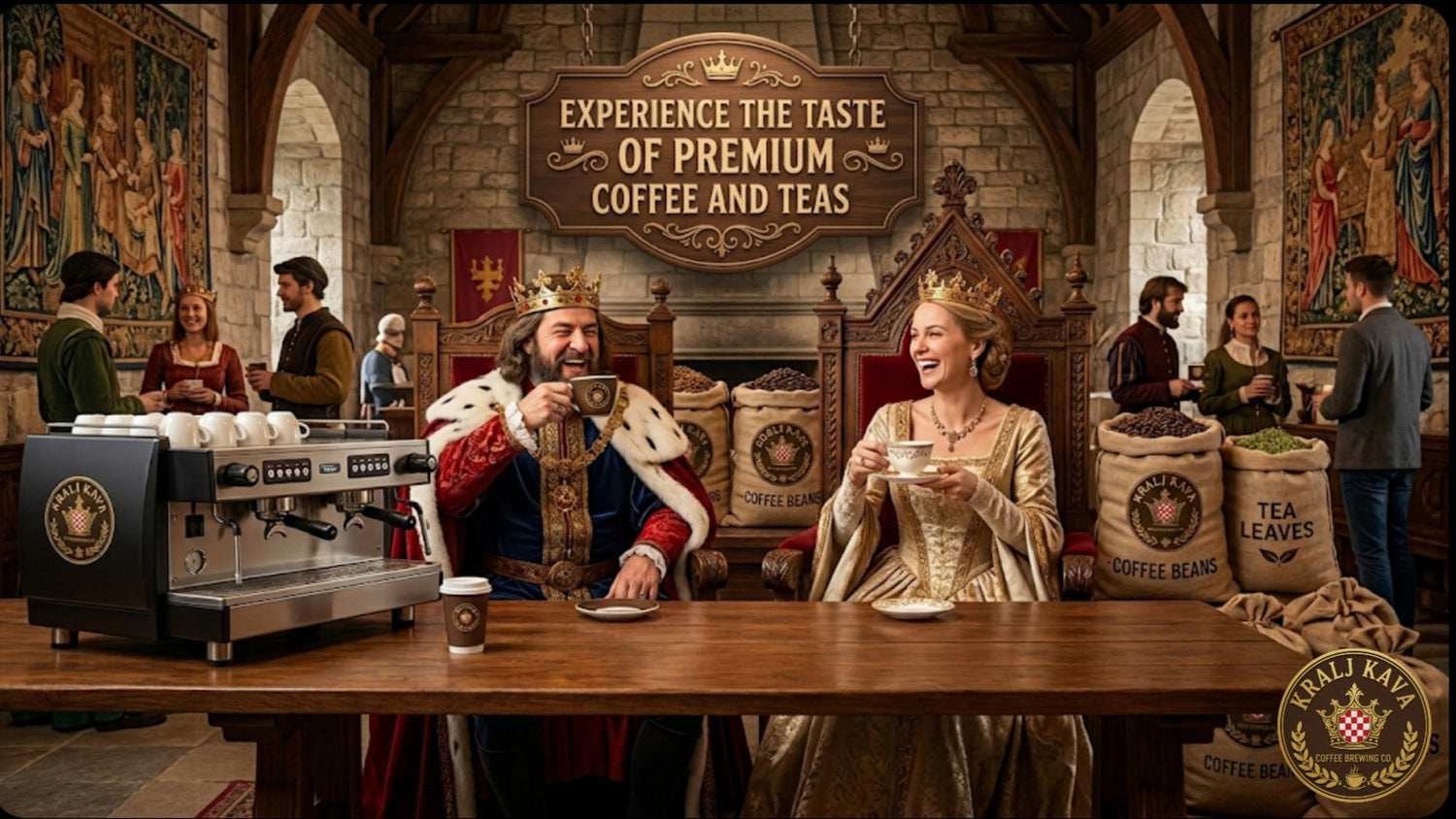 A King and Queen enjoying Kralj Kava coffee