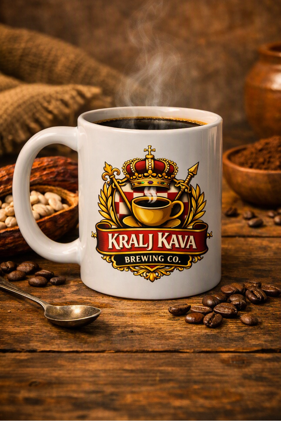 Latin American Coffee Blend in a white coffee mug