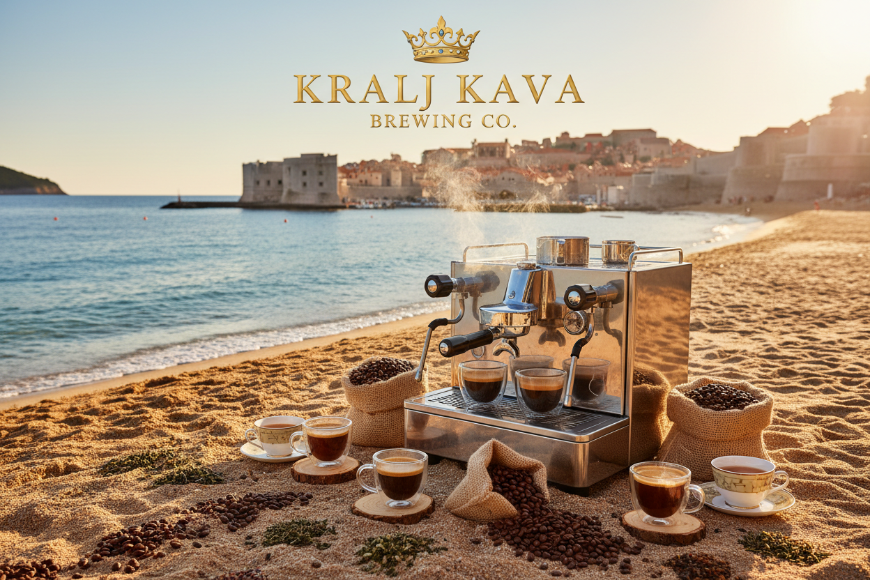 Kralj Kava Brewing Co coffee and tea on the beach in Dubrovnik Croatia