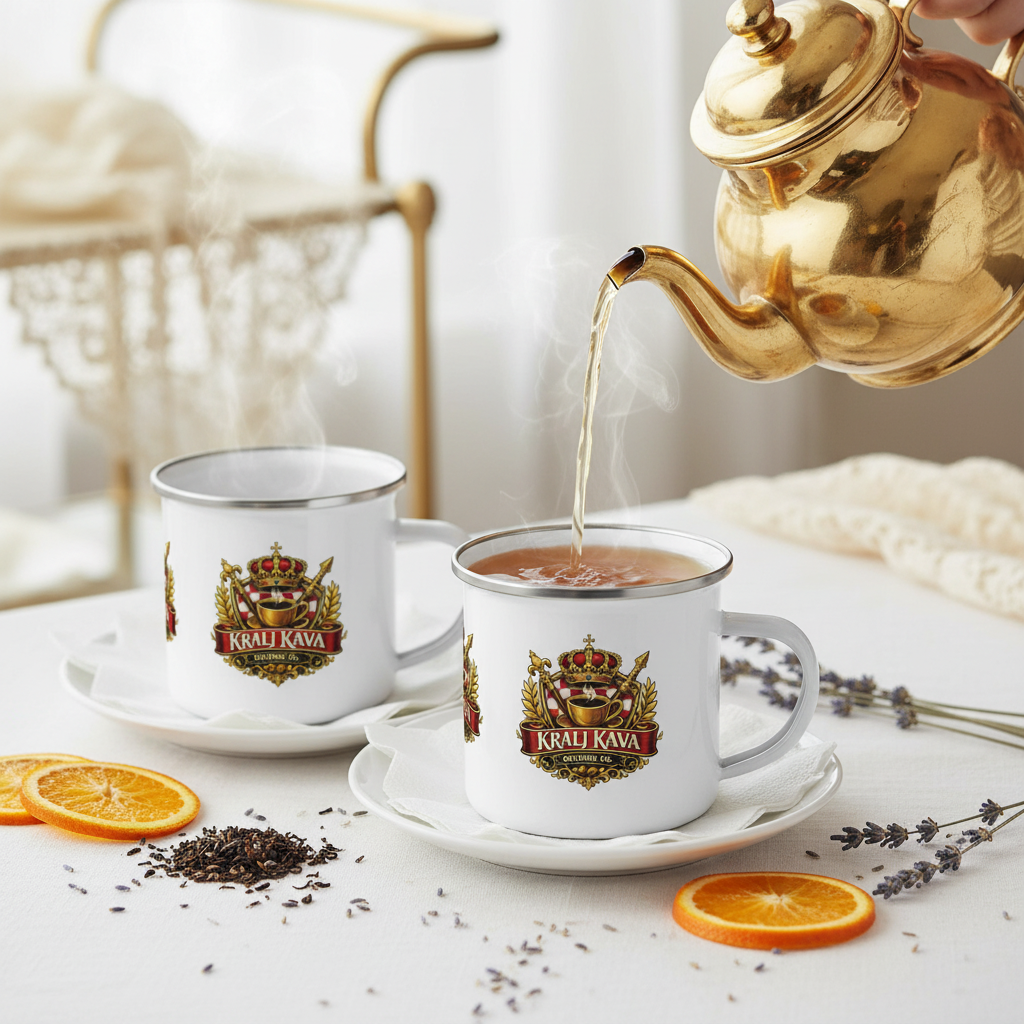 Earl Grey Tea with 2 Kralj Kava Enamel Mugs