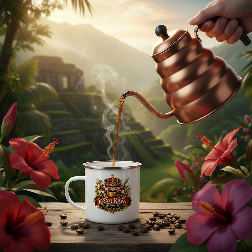 Guatemalan Passion Coffee Pour with Kralj Kava Enamel Mug