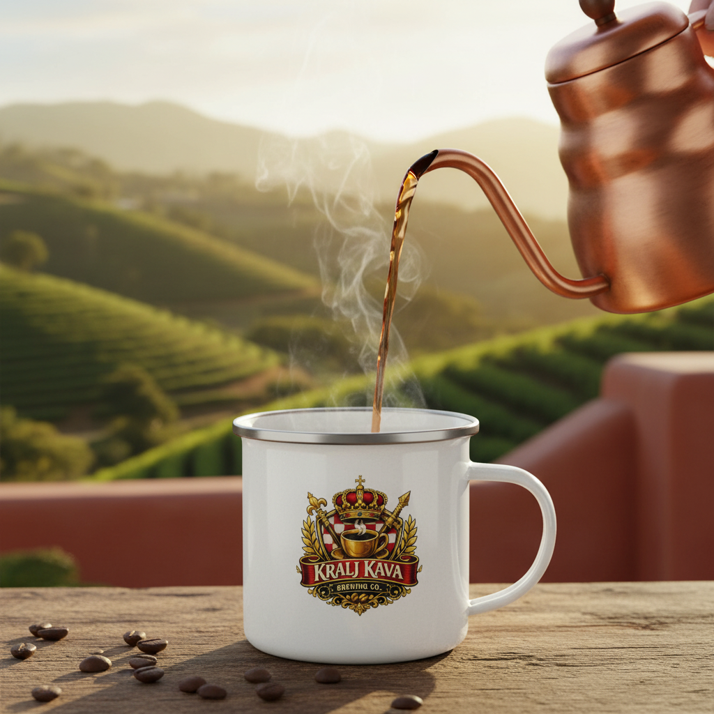 Mexican Coffee Pour with Kralj Kava Enamel Mug